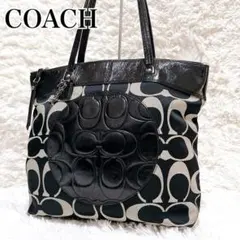 コーチ トートバッグ シグネチャー キャンバス レザー 肩掛け A4 ラウラ