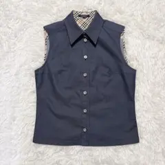 Burberry ロンドン　ノースリーブ　ベスト　ネイビー　ノバチェック