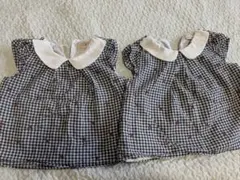 petit main チェック＋さくらんぼ柄 半袖ブラウス 80 90