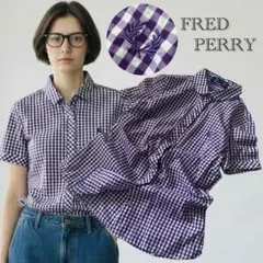 FRED PERRY フレッドペリー パープル ギンガムチェック 半袖シャツのサムネイル