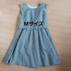 earth ギンガムチェック フリル袖ワンピース M