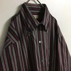 レトロ 古着 ストライプ BDシャツ長袖 メンズ シェルボタン 雰囲気抜群◎