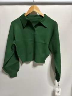グリーン Mサイズ 長袖ポロニット 新品未使用 GRL