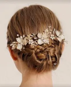 ヘッドドレス ブライダル ウェディング 成人式 前撮り フォト 髪飾り ゴールド