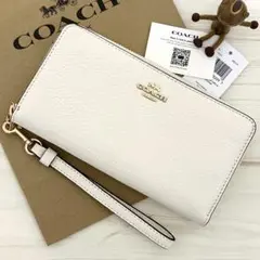 上質レザー 新品 COACH コーチ 長財布 ホワイト リストレット