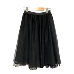 tocco closet 裾レース フレアスカート 膝丈 ブラック 涼しげ夏のサムネイル