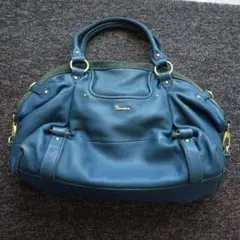 【匿名配送】青いレザー ハンドバッグ