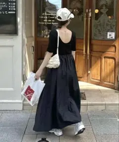 【'25/¥8800】lawgy バックオープンディファレントマテリアルワンピのサムネイル