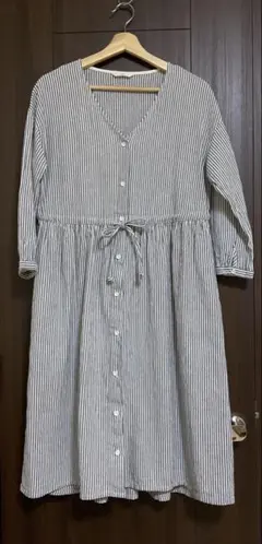 CHILD WOMAN チャイルドウーマンストライプ Vネック シャツワンピース