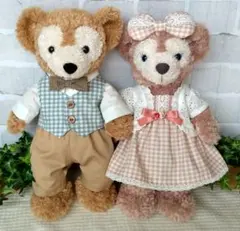 ダッフィー&シェリーメイSサイズ　ハンドメイドコスチューム　ギンガムペアセット