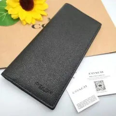 COACH 長財布 新品 ブラック レザー 黒 コーチ 新作 メンズ