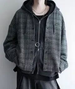 【cussil】ツイードライクレギュラーカラーベーシックシャツジャケット