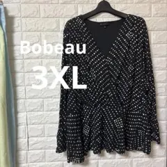 Bobeau ブラック 長袖トップス 【3XL】 大きいサイズ　チュニック