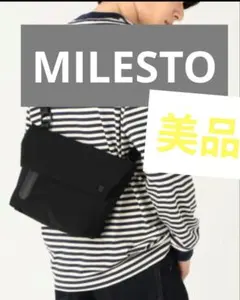 値引中美品　ミレスト　ショルダーバッグ　軽い　防水　大容量　黒　無地　撥水　軽量のサムネイル