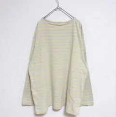 無印良品 MUJI 天竺編みクルーネック長袖Tシャツ ボーダー柄 綿100%のサムネイル
