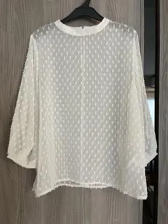 ホワイト ドット柄 ブラウス