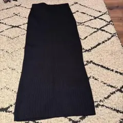 coca ブラック リブ編み ロングスカート ONE SIZE