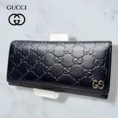 56 GUCCI 長財布 シマ 二つ折り財布 紺色 ネイビー u7