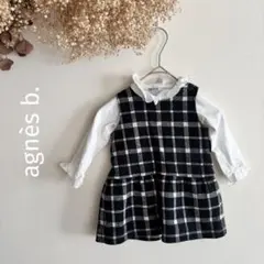 【2点セット】　黒チェックワンピース、シャツ、フリル、フォーマル、1歳、753、