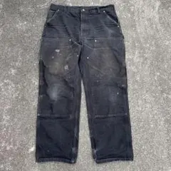 じ*ー様 USA製 Carhartt ダブルニー B01 黒 38×32 極太