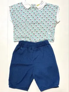 moimoln ピーコック Tシャツと青七分丈パンツセット 80のサムネイル