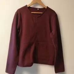 無印良品　バーガンディ カーディガン 　L