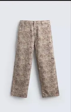 [新品タグ付き] ZARA アブストラクト柄リラックスフィットパンツ　30