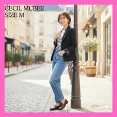 【美品】CECIL McBEE テーラードジャケット M 黒 裏地ドット柄
