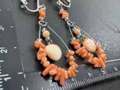M5807 珊瑚　イヤリング　ヴィンテージ アクセサリー