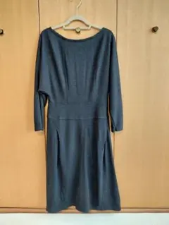 【試着のみ】PLST（プラステ）　七分袖ワンピース　チャコールグレー　2 M