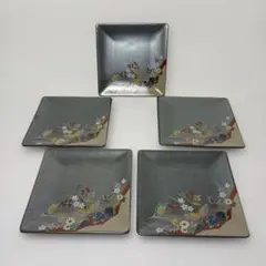美濃焼　瑞陶(小倉陶器)　器麗シリーズ『蝶友禅角皿』　５客セット