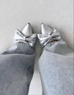 Heather リボンフラットパンプス