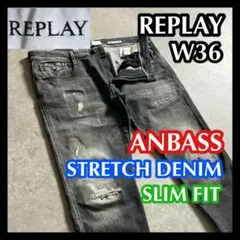 大きいサイズ REPLAY ANBASSリプレイ アンバス デニム ブラック36のサムネイル