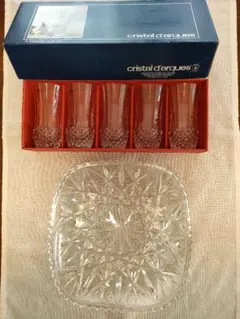 新品未使用 カットグラス 5個セット cristal d'arques、