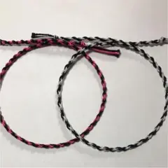 ハンドメイドミサンガ2本セット　アンクレット　ブラック×PK・LG