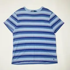 【裾ポニー】ラルフローレン ボーダー Tシャツ XL 青 古着 シングルステッチ