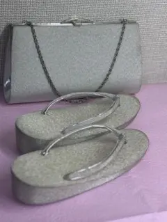 和装バッグ&草履セット　シルバー　冠婚葬祭　訪問着　留袖　結婚式　ハレの日