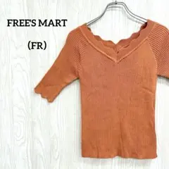 ●A-013 FREE'S MART オレンジ スカラップネック 五分袖ニットのサムネイル