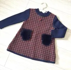 【美品】familiarニットワンピース80-90定価2万冬クリスマスコーデ