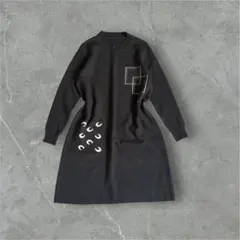 【美品】ニットワンピース　チュニック　チャコールグレー　大人カジュアル　シンプル