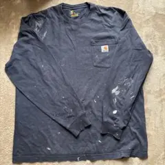 Carhartt 長袖Tシャツ M ダークグレー ペイント加工