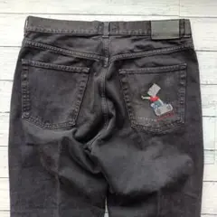 90s ICEBERG ブラックデニムパンツ イタリア製 シンプソンズ刺繍 38