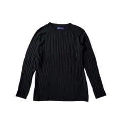 セブンデイズサンデイ カシミヤ混 リブニット クルーネック ブラック L