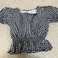 メゾピアノ　ギンガムチェック　スカラップ