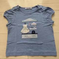 ファミリア　90 半袖Tシャツ　女の子　水色　アップリケ