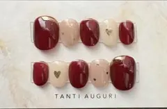 ネイルチップ　オーダー　マグネット　水光　ハート　ボルドー