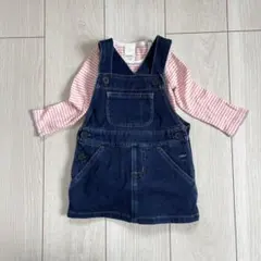 無印良品　デニムジャンパースカート　サロペットスカート　80 ネイビーデニム