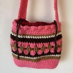 ハンドメイド かぎ針編み ミニショルダーバッグ手編みポシェット