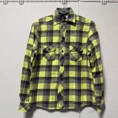 BILLABONG チェック柄 長袖シャツ イエロー グレー L