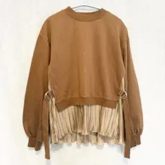 美品✦SHINY RIPPLE デザインスウェット L ブラウン リボンプリーツ